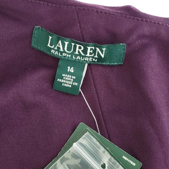 LAUREN RALPH LAUREN sheath asymmetrical neckline dress Sz 14 NEW - Picture 7 of 8